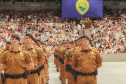 Curitiba, 12 de setembro de 2023 - O governador Carlos Massa Ratinho Jr. participa da formatura de soldados da Polícia Militar do Paraná na Ligga Arena.