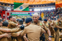 Governador Carlos Massa Ratinho Junior participa da cerimônia que marca a conclusão do treinamento dos novos policiais militares.