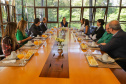 Curitiba, 19 de setembro de 2023 - A primeira dama, Luciana Saita Massa, recebe a visita de Rosália Vargas, presidente da Ciência Viva de Portugal.