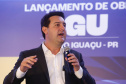 O governador Carlos Massa Ratinho Junior participou nesta terça-feira (19) do evento de início das obras de ampliação do Aeroporto Internacional de Foz do Iguaçu – Cataratas, no Oeste