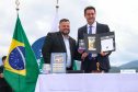 Governador Carlos Massa Ratinho Junior participou nesta segunda-feira (17) da cerimônia de 90 anos do porto, quando anunciou investimento bilionário para a construção do Píer em T que vai ampliar a capacidade de movimentação de cargas.