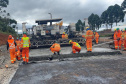 primeiras placas de concreto da duplicação da PRC-466 entre Guarapuava e Palmeirinha