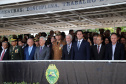 Governador Carlos Massa Ratinho Júnior participa da cerimônia de troca de comando da Polícia Militar do Paraná. O novo camandante-geral é o coronel Péricles de Matos. Ele substitui no cargo a coronel Audilene Dias Rocha.  -  Curitiba, 08/01/2019  -  Foto: José Fernando Ogura/ANPr
