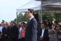 Governador Carlos Massa Ratinho Júnior participa da cerimônia de troca de comando da Polícia Militar do Paraná. O novo camandante-geral é o coronel Péricles de Matos. Ele substitui no cargo a coronel Audilene Dias Rocha.  -  Curitiba, 08/01/2019  -  Foto: Rodrigo Félix Leal