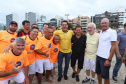 O governador Carlos Massa Ratinho Junior, caminhou na Orla de Matinhos e participou do lançamento das atividades esportivas na Operação Verão Paraná, com o Jogo dos Atletas, na arena multiuso. Foto: Rodrigo Felix Leal/ANPR