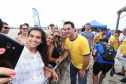 O governador Carlos Massa Ratinho Junior, caminhou na Orla de Matinhos e participou do lançamento das atividades esportivas na Operação Verão Paraná, com o Jogo dos Atletas, na arena multiuso. Foto: Rodrigo Felix Leal/ANPR