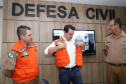 O governador Carlos Massa Ratinho Júnior visitou nesta segunda-feira (14) a estrutura da Coordenadoria Estadual de Proteção e Defesa Civil do Paraná. O órgão, localizado no Palácio Araucária, em Curitiba, faz o monitoramento dos eventos climáticos que ocorrem no Estado por meio do Centro Estadual de Gerenciamento de Riscos e Desastres (Cegerd). - Curitiba, 14/01/2019 - Foto: Rodrigo Félix Leal/ANPr