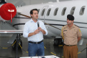 O governador Carlos Massa Ratinho Junior entregou nesta quinta-feira (17) a aeronave que ficava à disposição do poder executivo e ficava baseada em um hangar no Aeroporto do Bacacheri. O término do uso do avião vai gerar uma economia de R$ 4,5 milhões por ano aos cofres públicos.  -  Curitiba, 17/01/2019  -  Foto: Rodrigo Félix Leal