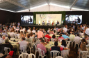 O governador Carlos Massa Ratinho Junior e a ministra da Agricultura, Pecuária e Abastecimento, Tereza Cristina, participam do evento que marca a abertura nacional da colheita da soja. Apucarana, 24/01/2019. Foto: Rodrigo Felix Leal/ANPr