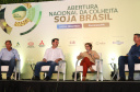 O governador Carlos Massa Ratinho Junior e a ministra da Agricultura, Pecuária e Abastecimento, Tereza Cristina, participam do evento que marca a abertura nacional da colheita da soja. Apucarana, 24/01/2019. Foto: Rodrigo Felix Leal/ANPr