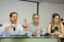 Coletiva de imprensa sobre o enfrentamento da febre amarela no Paraná. Na foto, e/d: Nestor Werner, diretor geral da Secretaria estadual da Saúde; João Crivelaro, da Superintendência em Vigilância à Saúde e Monique Costa, da Superintendência de Atenção à Saúde. -  Curitiba, 30/01/2019  -  Foto: Jaelson Lucas/anpr