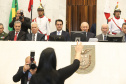 O governador Carlos Massa Ratinho Junior participou nesta sexta-feira (01) da solenidade de posse dos 54 deputados estaduais na Assembleia Legislativa do Paraná. -  Curitiba, 01/02/2019  -  Foto:  Rodrigo Félix Leal/ANPr