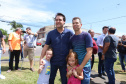 O governador Carlos Massa Ratinho Junior e o prefeito de Curitiba, Rafael Greca, inauguraram neste sábado (02) um parque esportivo no Bairro Novo. A estrutura conta com quadra de futebol com grama sintética, pista de skate com oito obstáculos e quadra poliesportiva. Curitiba,02/02/2019 - Foto: Rodrigo Félix Leal/ANPr