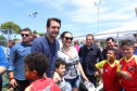 O governador Carlos Massa Ratinho Junior e o prefeito de Curitiba, Rafael Greca, inauguraram neste sábado (02) um parque esportivo no Bairro Novo. A estrutura conta com quadra de futebol com grama sintética, pista de skate com oito obstáculos e quadra poliesportiva. Curitiba,02/02/2019 - Foto: Rodrigo Félix Leal/ANPr