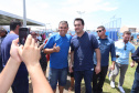 O governador Carlos Massa Ratinho Junior e o prefeito de Curitiba, Rafael Greca, inauguraram neste sábado (02) um parque esportivo no Bairro Novo. A estrutura conta com quadra de futebol com grama sintética, pista de skate com oito obstáculos e quadra poliesportiva. Curitiba,02/02/2019   -  Foto: Rodrigo Félix Leal/ANPr