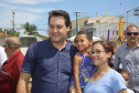 O governador Carlos Massa Ratinho Junior e o prefeito de Curitiba, Rafael Greca, inauguraram neste sábado (02) um parque esportivo no Bairro Novo. A estrutura conta com quadra de futebol com grama sintética, pista de skate com oito obstáculos e quadra poliesportiva. Curitiba,02/02/2019 Foto:Jaelson Lucas / ANPr