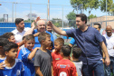 O governador Carlos Massa Ratinho Junior e o prefeito de Curitiba, Rafael Greca, inauguraram neste sábado (02) um parque esportivo no Bairro Novo. A estrutura conta com quadra de futebol com grama sintética, pista de skate com oito obstáculos e quadra poliesportiva. Curitiba,02/02/2019 Foto:Jaelson Lucas / ANPr