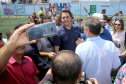 O governador Carlos Massa Ratinho Junior e o prefeito de Curitiba, Rafael Greca, inauguraram neste sábado (02) um parque esportivo no Bairro Novo. A estrutura conta com quadra de futebol com grama sintética, pista de skate com oito obstáculos e quadra poliesportiva. Curitiba,02/02/2019 Foto:Jaelson Lucas / ANPr