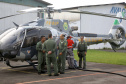 O Governo do Paraná enviou uma equipe aérea para Brumadinho (MG) com o objetivo de auxiliar nas buscas pelas vítimas do rompimento da barragem ocorrida na sexta-feira (25/01). Cinco integrantes do Batalhão de Polícia Militar de Operações Aéreas (BPMOA) viajaram neste domingo (03/02), somando-se à equipe do Corpo de Bombeiros que está naquele estado, incluída na força tarefa de buscas pelas vítimas desde o último domingo (27/01).  -  Curitiba, 03/02/2019  -  Foto: Jaelson Lucas/ANPr