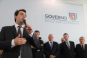 O governador Carlos Massa Ratinho Junior deu posse, em cerimônia no Palácio Iguaçu, ao secretário de Estado do Desenvolvimento Sustentável e Turismo, Marcio Nunes, e aos presidentes das autarquias vinculadas à pasta. Foram empossados os presidentes do Instituto Água e Terra, Everton Souza; do Simepar, Eduardo Alvin; da Paraná Desenvolvimento, Eduardo Bekin; e da Paraná Turismo, João Jacob Mehl. - Curitiba, 12/02/2019 - Foto: José Fernando Ogura/ANPr