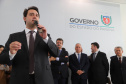 O governador Carlos Massa Ratinho Junior deu posse, em cerimônia no Palácio Iguaçu, ao secretário de Estado do Desenvolvimento Sustentável e Turismo, Marcio Nunes, e aos presidentes das autarquias vinculadas à pasta. Foram empossados os presidentes do Instituto Água e Terra, Everton Souza; do Simepar, Eduardo Alvin; da Paraná Desenvolvimento, Eduardo Bekin; e da Paraná Turismo, João Jacob Mehl. - Curitiba, 12/02/2019 - Foto: José Fernando Ogura/ANPr