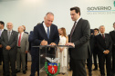 O governador Carlos Massa Ratinho Junior deu posse, em cerimônia no Palácio Iguaçu, ao secretário de Estado do Desenvolvimento Sustentável e Turismo, Marcio Nunes, e aos presidentes das autarquias vinculadas à pasta. Foram empossados os presidentes do Instituto Água e Terra, Everton Souza; do Simepar, Eduardo Alvin; da Paraná Desenvolvimento, Eduardo Bekin; e da Paraná Turismo, João Jacob Mehl. - Curitiba, 12/02/2019 - Foto: José Fernando Ogura/ANPr