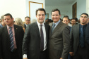 O governador Carlos Massa Ratinho Junior deu posse, em cerimônia no Palácio Iguaçu, ao secretário de Estado do Desenvolvimento Sustentável e Turismo, Marcio Nunes, e aos presidentes das autarquias vinculadas à pasta. Foram empossados os presidentes do Instituto Água e Terra, Everton Souza; do Simepar, Eduardo Alvin; da Paraná Desenvolvimento, Eduardo Bekin; e da Paraná Turismo, João Jacob Mehl. - Curitiba, 12/02/2019 - Foto: Rodrigo Félix Leal/ANPr