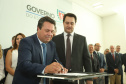 O governador Carlos Massa Ratinho Junior deu posse, em cerimônia no Palácio Iguaçu, ao secretário de Estado do Desenvolvimento Sustentável e Turismo, Marcio Nunes, e aos presidentes das autarquias vinculadas à pasta. Foram empossados os presidentes do Instituto Água e Terra, Everton Souza; do Simepar, Eduardo Alvin; da Paraná Desenvolvimento, Eduardo Bekin; e da Paraná Turismo, João Jacob Mehl. - Curitiba, 12/02/2019 - Foto: Rodrigo Félix Leal/ANPr