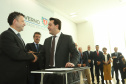 O governador Carlos Massa Ratinho Junior deu posse, em cerimônia no Palácio Iguaçu, ao secretário de Estado do Desenvolvimento Sustentável e Turismo, Marcio Nunes, e aos presidentes das autarquias vinculadas à pasta. Foram empossados os presidentes do Instituto Água e Terra, Everton Souza; do Simepar, Eduardo Alvin; da Paraná Desenvolvimento, Eduardo Bekin; e da Paraná Turismo, João Jacob Mehl. - Curitiba, 12/02/2019 - Foto: Rodrigo Félix Leal/ANPr