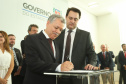 O governador Carlos Massa Ratinho Junior deu posse, em cerimônia no Palácio Iguaçu, ao secretário de Estado do Desenvolvimento Sustentável e Turismo, Marcio Nunes, e aos presidentes das autarquias vinculadas à pasta. Foram empossados os presidentes do Instituto Água e Terra, Everton Souza; do Simepar, Eduardo Alvin; da Paraná Desenvolvimento, Eduardo Bekin; e da Paraná Turismo, João Jacob Mehl. - Curitiba, 12/02/2019 - Foto: Rodrigo Félix Leal/ANPr