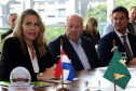 Reunião do governador Carlos Massa Ratinho Junior com a ministra de Indústria e Comércio do Paraguai, Liz Cramer; o governador do Departamento de Misiones, Carlos Arrechea Ortíz; o cônsul-geral do Paraguai no Brasil, Carlos José Fleitas Rodriguez, e empresários.  -  Curitiba, 14/02/2019  -  Foto: Gilson Abreu/ANPr