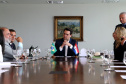 Reunião do governador Carlos Massa Ratinho Junior com a ministra de Indústria e Comércio do Paraguai, Liz Cramer; o governador do Departamento de Misiones, Carlos Arrechea Ortíz; o cônsul-geral do Paraguai no Brasil, Carlos José Fleitas Rodriguez, e empresários.  -  Curitiba, 14/02/2019  -  Foto: Gilson Abreu/ANPr
