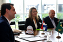Reunião do governador Carlos Massa Ratinho Junior com a ministra de Indústria e Comércio do Paraguai, Liz Cramer; o governador do Departamento de Misiones, Carlos Arrechea Ortíz; o cônsul-geral do Paraguai no Brasil, Carlos José Fleitas Rodriguez, e empresários.  -  Curitiba, 14/02/2019  -  Foto: Gilson Abreu/ANPr