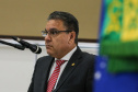 O governador Carlos Massa Ratinho Junior participa da solenidade que formaliza a Força-Tarefa Infância Segura de Prevenção e Combate a Crimes Contra a Criança, nesta quinta-feira (21) no Palácio da Justiça. Na foto, o presidente do Tribunal de Justiça do Paraná, Adalberto Xisto Pereira.  -  Curitiba, 21/02/2019 - Foto: Geraldo Bubniak/ANPr
