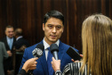 O governador Carlos Massa Ratinho Junior participa da solenidade que formaliza a Força-Tarefa Infância Segura de Prevenção e Combate a Crimes Contra a Criança, nesta quinta-feira (21) no Palácio da Justiça. Na foto, Felipe Eduardo Hideo Hayashi, diretor do Departamento de Justiça da secretaria e coordenador do projeto.  -  Curitiba, 21/02/2019 -  Foto: Geraldo Bubniak/ANPr