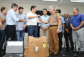 O governador Carlos Massa Ratinho Jr entregou nesta sexta(22) novas viaturas, aparelhos etolométricos e coletes balísticos às unidades da Polícia Militar que pertencem ao 2 Comando Regional - Londrina e região. Londrina,22/02/2019 -  Foto: Rodrigo Félix Leal/ANPr