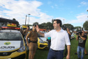 O governador Carlos Massa Ratinho Jr entregou nesta sexta(22) novas viaturas, aparelhos etolométricos e coletes balísticos às unidades da Polícia Militar que pertencem ao 2 Comando Regional - Londrina e região. Londrina,22/02/2019 Foto:Jaelson Lucas / ANPr