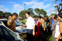 O governador Carlos Massa Ratinho Jr entregou nesta sexta(22) novas viaturas, aparelhos etolométricos e coletes balísticos às unidades da Polícia Militar que pertencem ao 2 Comando Regional - Londrina e região. Londrina,22/02/2019 Foto:Jaelson Lucas / ANPr
