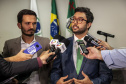 Paranaguá é o primeiro porto brasileiro visitado pela nova equipe da Secretaria Nacional de Portos (SNP), órgão vinculado ao Ministério da Infraestrutura, responsável pela gestão dos complexos marítimos do país. Na foto, o  secretário Diogo Piloni e o diretor-presidente dos Portos do Paraná, Luiz Fernando Garcia Foto: Claudio Neves/APPA