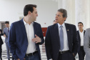 O governador Carlos Massa Ratinho Junior recebeu nesta segunda-feira, no Palácio Iguaçu, o diretor-geral brasileiro da Itaipu Binacional, general Joaquim Silva e Luna.Curitiba, 18-03-19.Foto: Arnaldo Alves / ANPr.