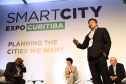 Superintendente de Smart Grid e Projetos Especiais da Copel, Julio Omori, durante apresentação no congresso da Smart City Expo. -  Curitiba, 21/03/2019  -  Foto: Daniela Catisti/Copel