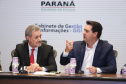 O governador Carlos Massa Ratinho Junior apresentou nesta quinta-feira (21) a procuradores e promotores do Ministério Público do Paraná (MPPR) o planejamento do Estado para a próxima década, com projetos estruturantes, investimentos sociais e parcerias público-privadas, além de uma visão inovadora sobre o agronegócio.

 Foto: Rodrigo Felix Leal/ANPr