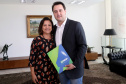 03/04/2019 - Governador Carlos Massa Ratinho Junior, recebe reitores das universidades do Paraná.Fatima Aparecida da Curz  Padoan presidente da Apiesp Foto Gilson Abreu/Anpr