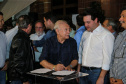 O governador Carlos Massa Ratinho Junior  assina ato que instala o Governo na Expolondrina nesta quarta-feira (10). Na foto, o presidente da Assembleia Legislativa, Ademar Traiano.  -  Londrina, 10/04/2019 -  Foto: Geraldo Bubniak/ANPr