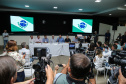 O governador Carlos Massa Ratinho Junior  participa de coletiva na Expolondrina nesta quarta-feira (10).  Londrina, 10/04/2019 -  Foto: Geraldo Bubniak/ANPr