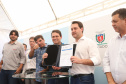 O governador Carlos Massa Ratinho Junior e o presidente da Sanepar, Cláudio Stábile, inauguraram nesta quinta-feira (11) um novo sistema de abastecimento de água em Londrina, capaz de atender quaisquer emergências ou inconstâncias na cidade.  Londrina, 11/04/2019  -  Foto: Rodrigo Felix Leal/ANPr