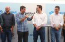 O governador Carlos Massa Ratinho Junior e o presidente da Sanepar, Cláudio Stábile, inauguraram nesta quinta-feira (11) um novo sistema de abastecimento de água em Londrina, capaz de atender quaisquer emergências ou inconstâncias na cidade.   Londrina, 11/04/2019  -  Foto: Rodrigo Felix Leal/ANPr