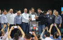 O governador Carlos Massa Ratinho Junior afirmou nesta sexta-feira (12), em encontro com prefeitos de cidades da região Norte, realizado na ExpoLondrina, que o programa de transferência da sede administrativa para cidades do interior fortalece a presença do governo junto à população e agiliza o encaminhamento das demandas regionais.  -  Londrina, 12/04/2019  -  Foto: Rodrigo Félix Leal/ANPr