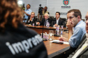 O governador Carlos Massa Ratinho Junior participa nesta segunda-feira (15) de Coletiva de Imprensa com um balanço dos 100 dias de gestão.   Curitiba, 15/04/2019 -  Foto: Geraldo Bubniak/ANPr