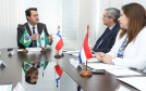 O governador Carlos Massa Ratinho Junior se reuniu na segunda-feira (29), em Brasília, com os embaixadores Nimia Ermelinda da Silva Boschert, do Paraguai, e Fernando Schmidt Ariztía, do Chile, para tratar do projeto do corredor bioceânico entre o Porto de Paranaguá e o Porto de Antofagasta. - BRasília, 29/04/2019 - Foto: Rodrigo Félix Leal/ANPr